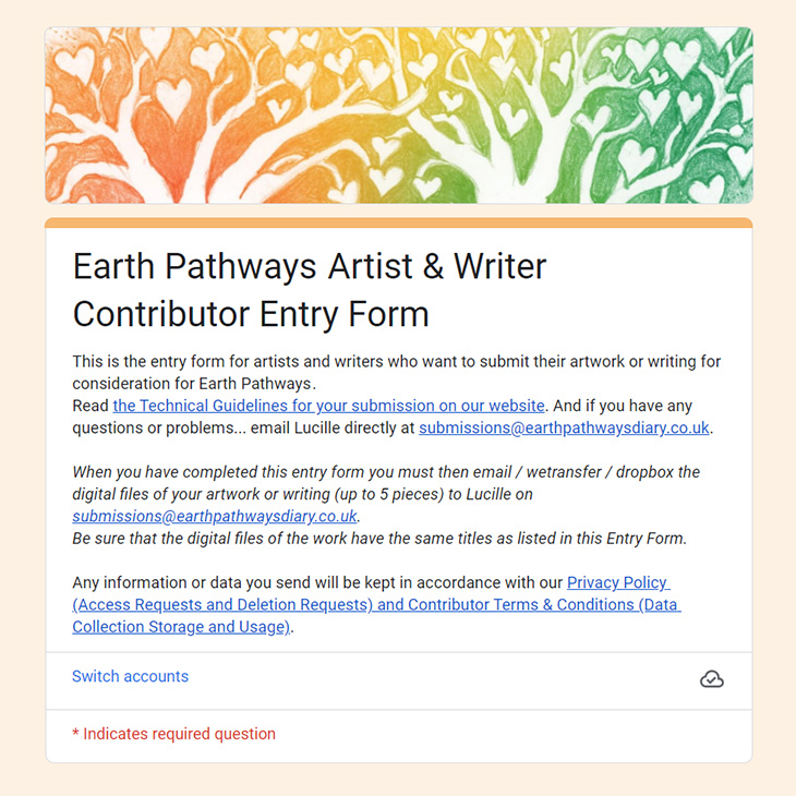 Earth Pathways Artist & Writer Contributor Entry Form